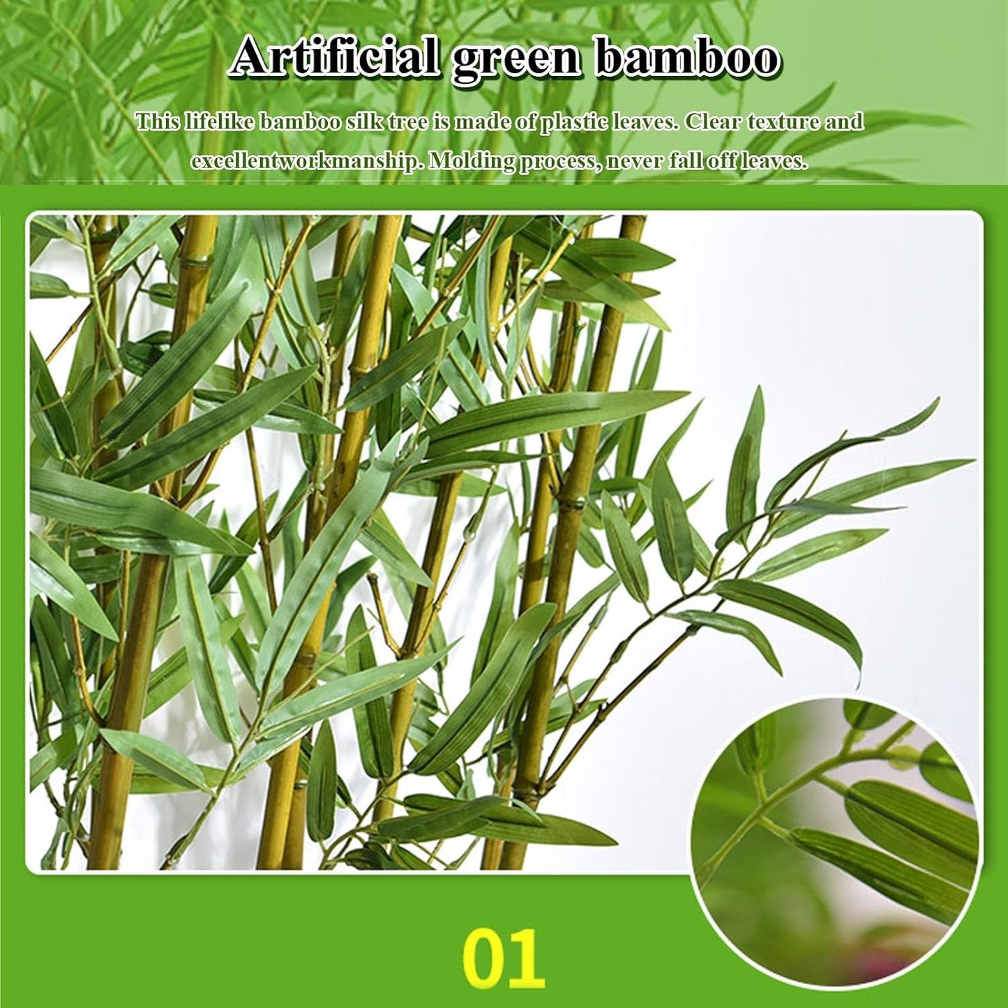 Outdoor Indoor Artificial Bamboo Plants Trees with Leaves, Fake Faux Silk Greenery Wall DIY Decor Screen for Landscaping Privacy, Garden Fence, Courtyard Entrance & Room Separator Decor(5 Bamboo,1m/3.
