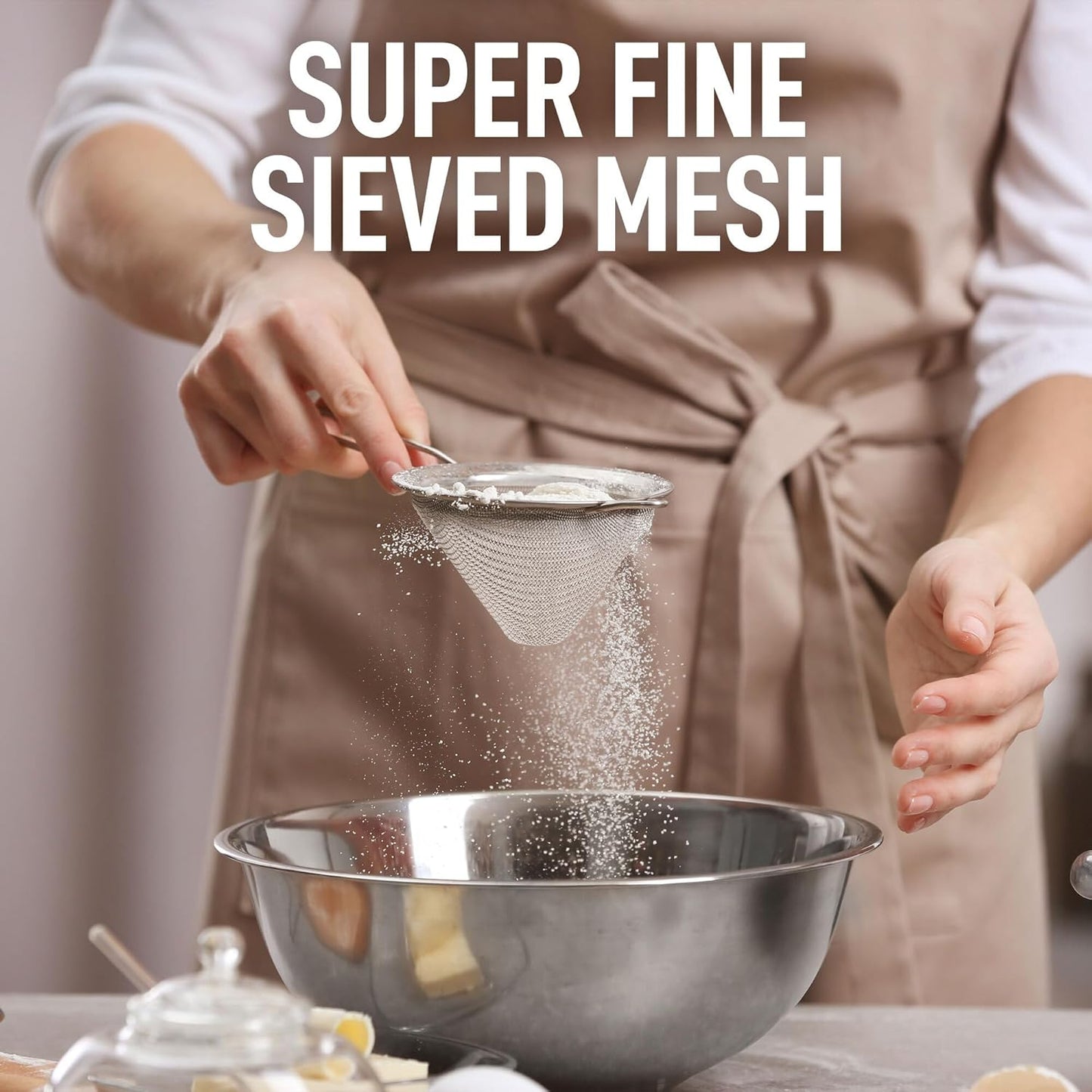 Zulay Kitchen 304 Stainless Steel Fine Mesh Strainer 3.35 in - Strainers Fine Mesh, Tea Strainers for Loose Tea - Perfect for Tea, Cocktails, Juicing, Drinks, Liquids, Matcha, Coffee & More
