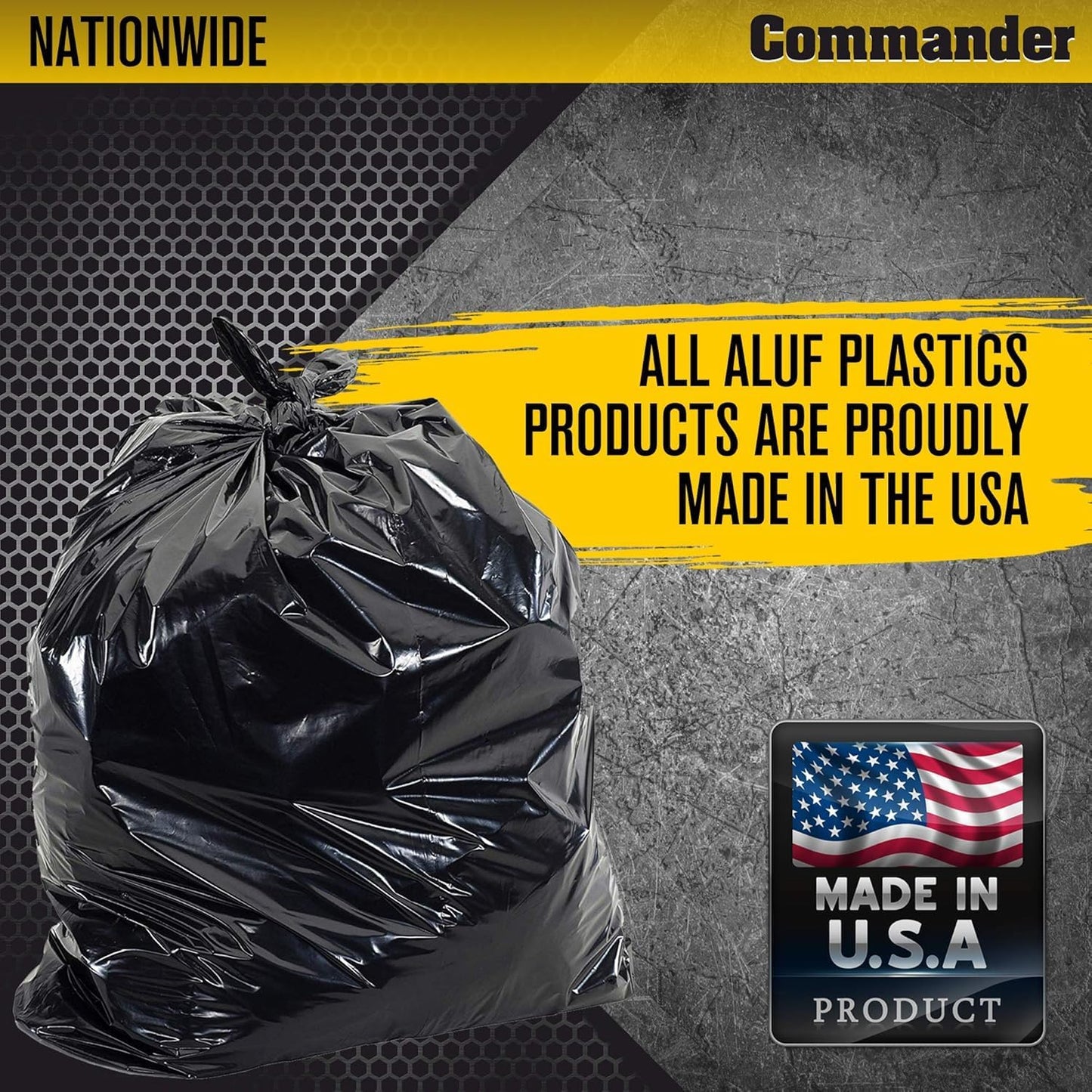 Commander 55 Gallon 3 MIL (eq) Heavy Duty Contractor Bags with Flap Ties - 36" x 56" with flaps - Pack of 10 - For Contractor, Industrial, & Outdoor