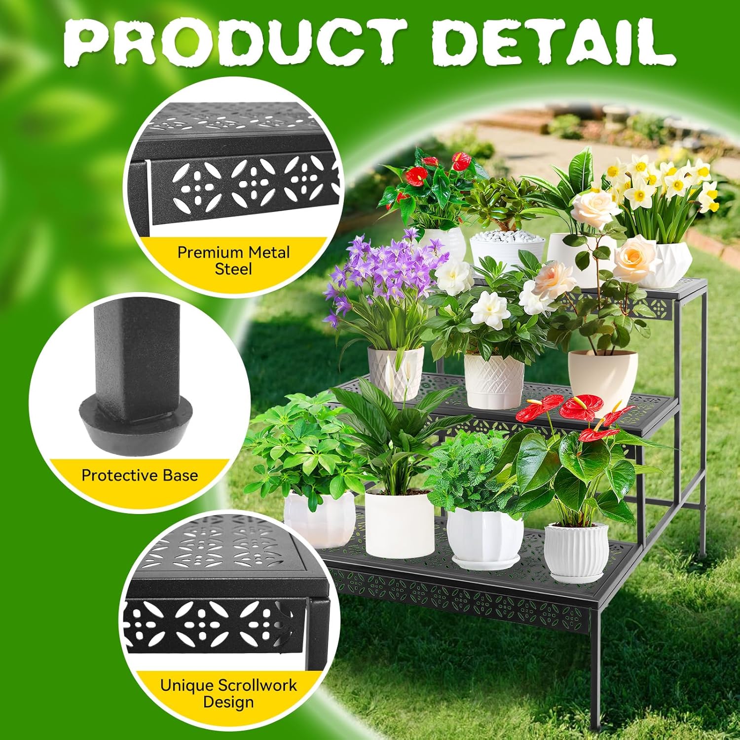 3 Tier Metal Plant Stand, Ladder Flower Pot Holder Plant Stands, Tiere
