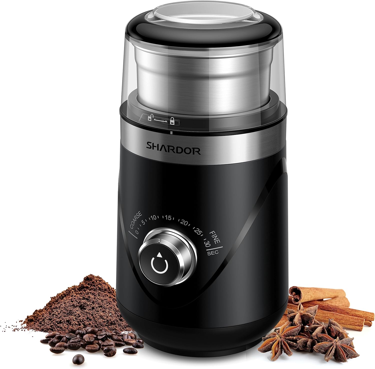 SHARDOR Electric Super Silent Blade Coffee Grinder, Timed Grind Contro