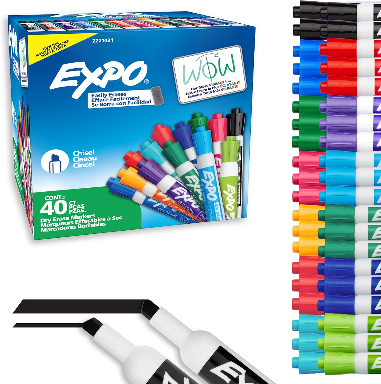 EXPO Dry Erase Markers, Low Odor Ink, Assorted Fashion Colors, Chisel 