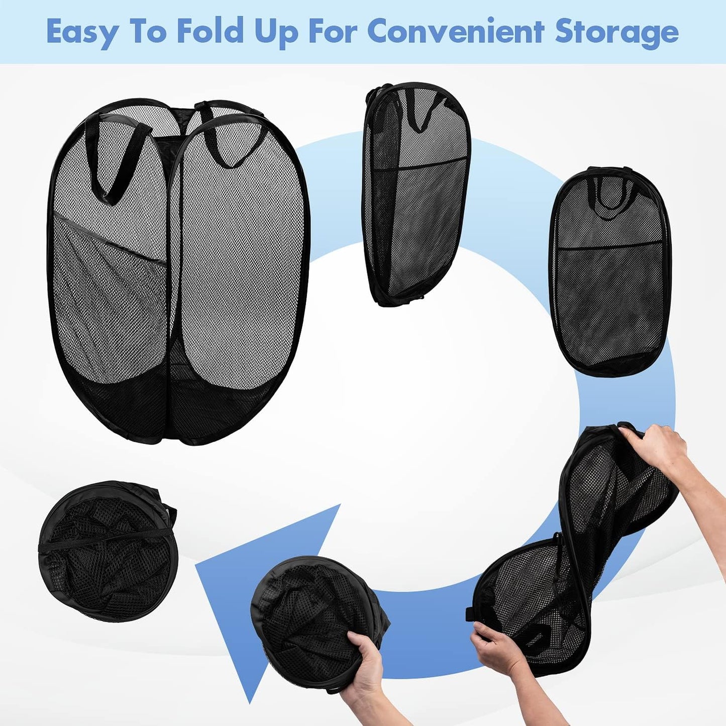 DUCOO Pop Up Hamper, 1 PCS Mesh Pop Up Laundry Hamper, Foldable Mesh L