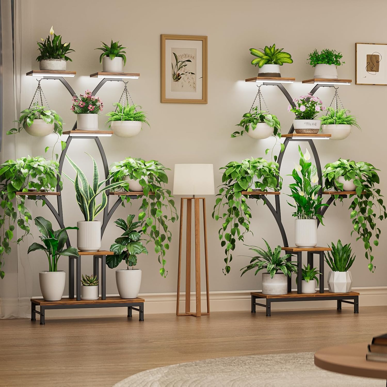 Plant Stand Indoor with Grow Lights - 7 Tiered Metal Corner Shelf for 