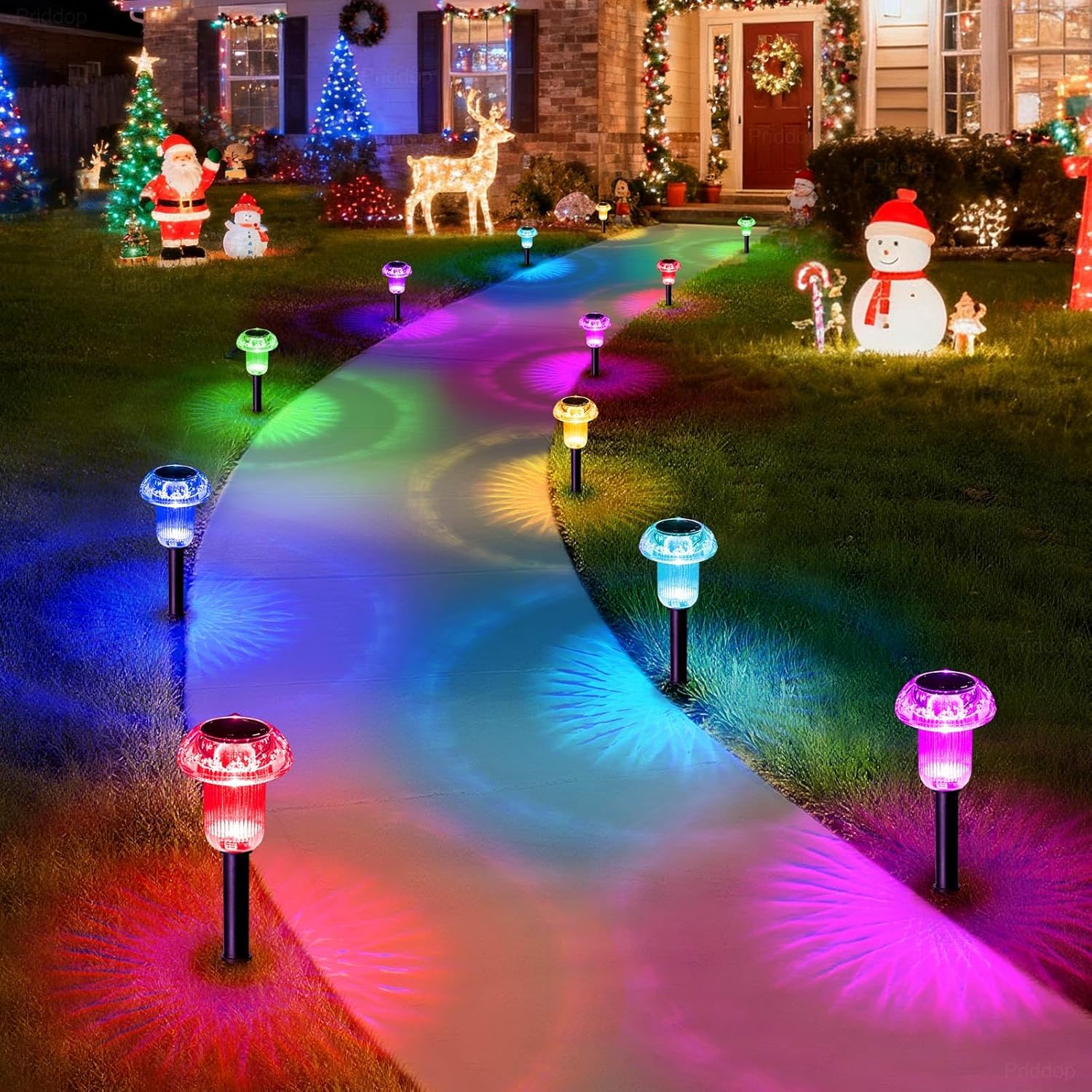 Solar Lights Outdoor Pathway Waterproof 8 Pack Color Changing LED Acry