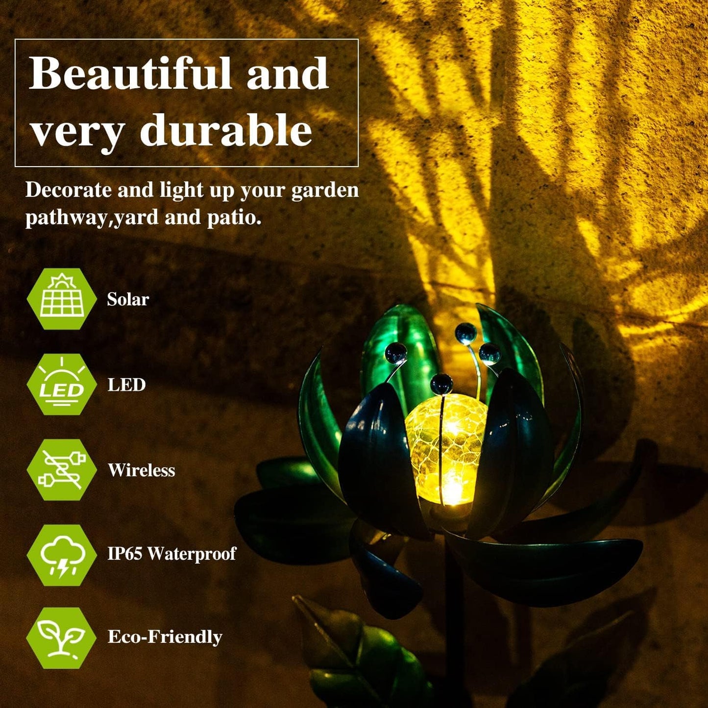 Solar Garden Lights Metal Flower Decor, Colorful Spinning Windmill Lot