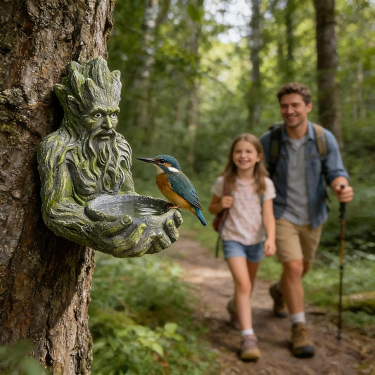 Bird Feeder Station, Outdoor Tree Feeder, Resin Sparrow Feeding Station for Backyard Patio Yard Porch, Millennial Ancient Tree Design, Weather Resistant Feeders, Easy to, Attracts Wild Birds