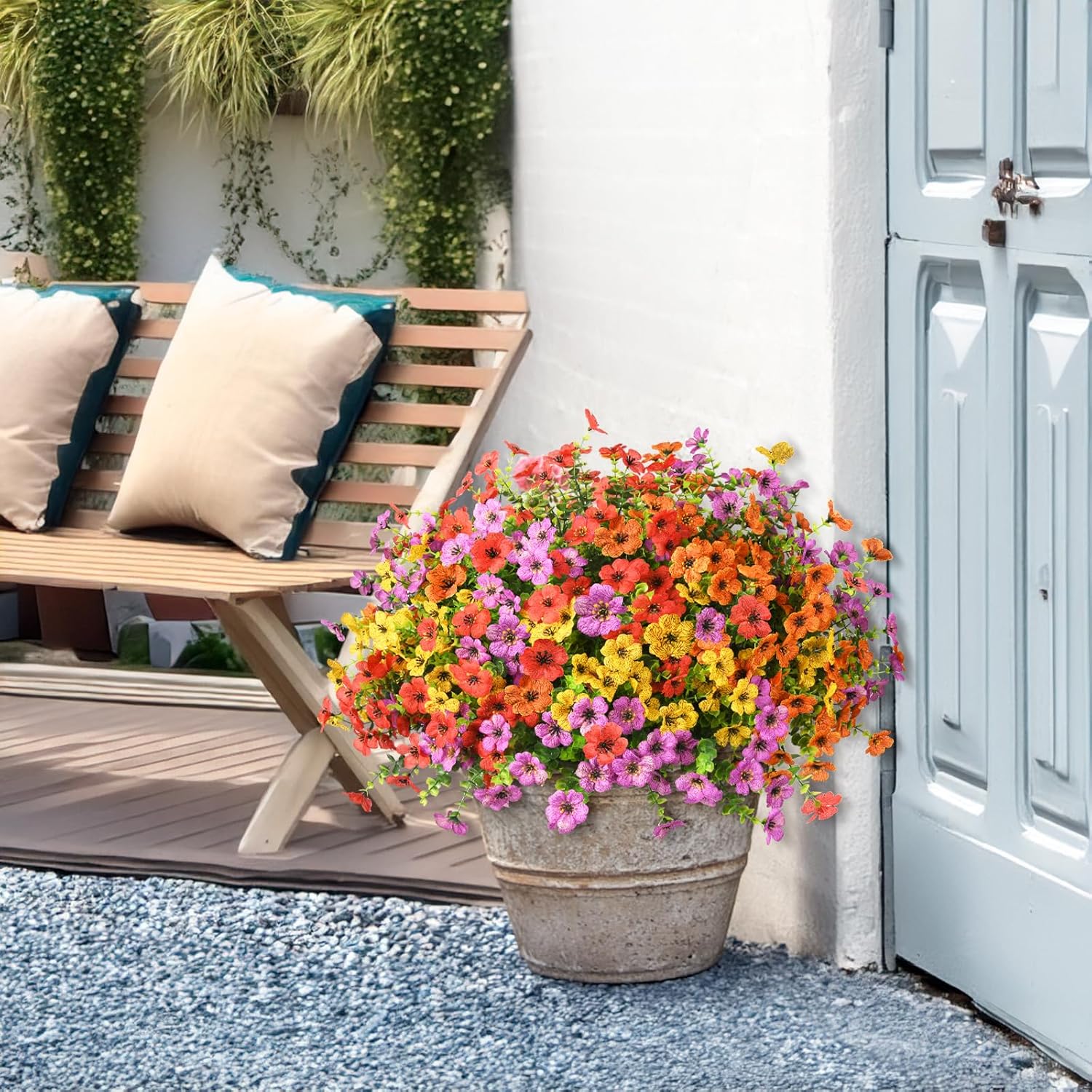 Artificial Flowers Faux Plants Outdoor Fake Flowers Spring Decor,12 Bu