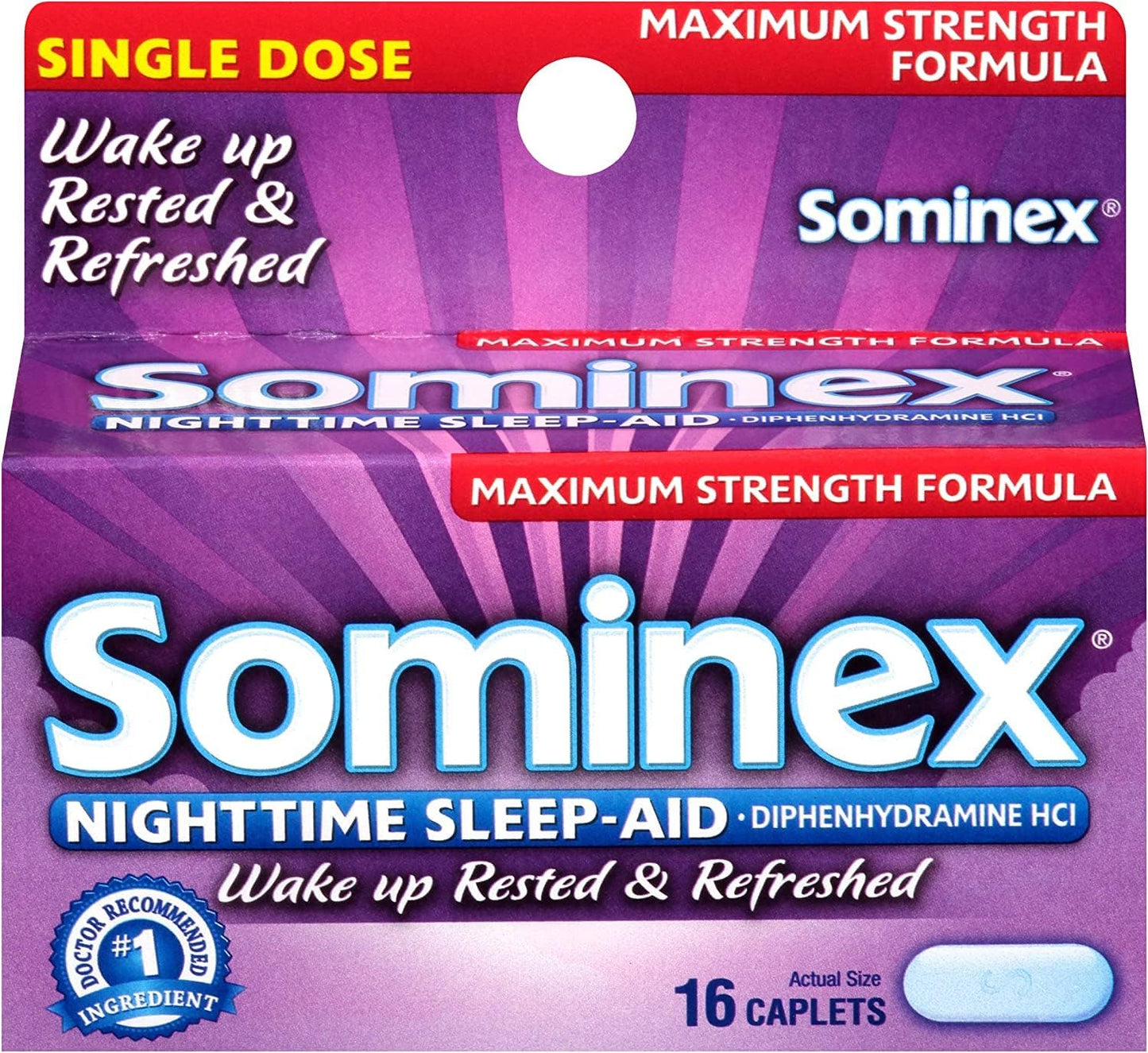 Sominex Nighttime Sleep-Aid Caplets, Maximum Strength, 16 ea (Pack of 