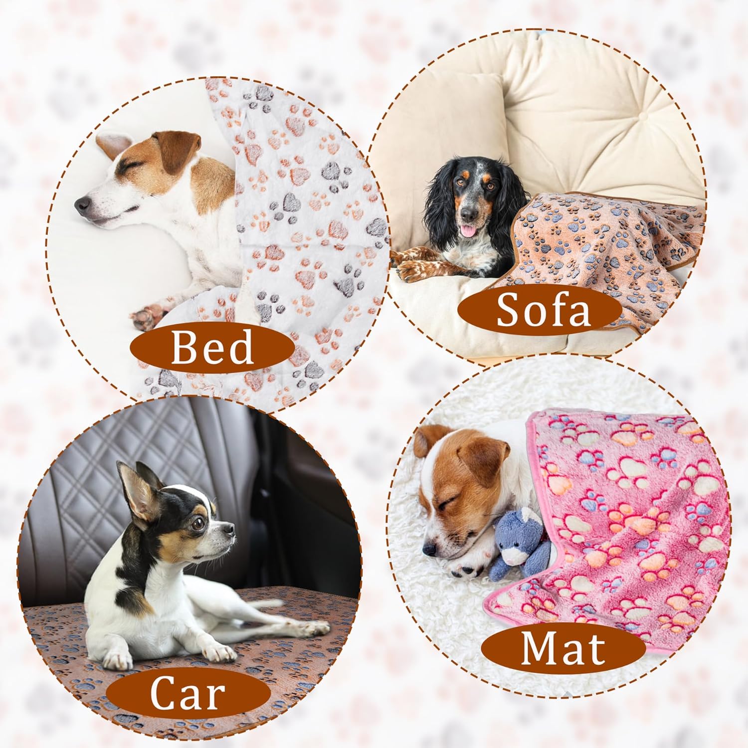 1 Pack 3 Blankets Super Soft Fluffy Premium Fleece Pet Blanket Flannel