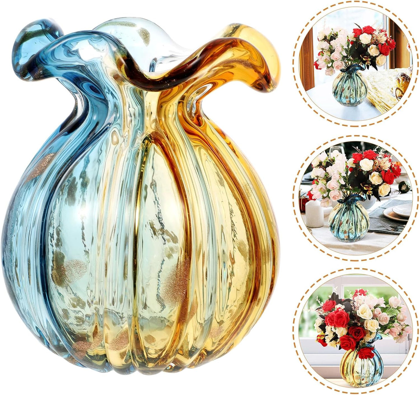 Glass Flower Vase for Home Décor Striped Glass Floral Vase with Independent Safety Packaging Medium Size Decorative Flower Arranging Container