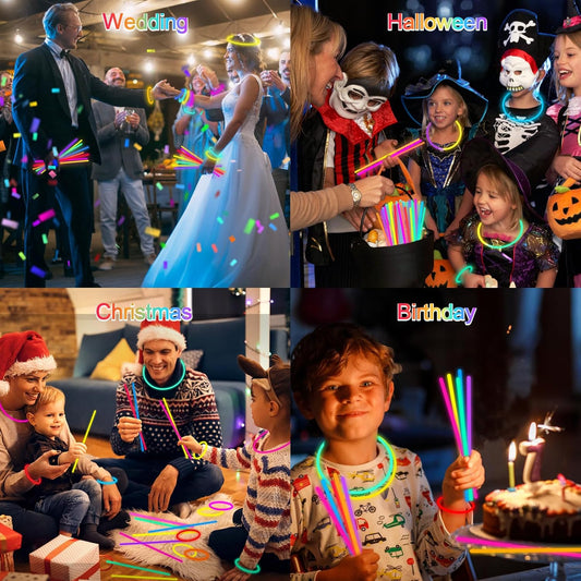 Glow Sticks Bulk Party Pack- Ultra Bright 50pk Glow in the Dark Party Favors, Easter Basket Stuffers Glow Sticks Party Supplies Glow Necklaces and Glow Bracelets with Connectors