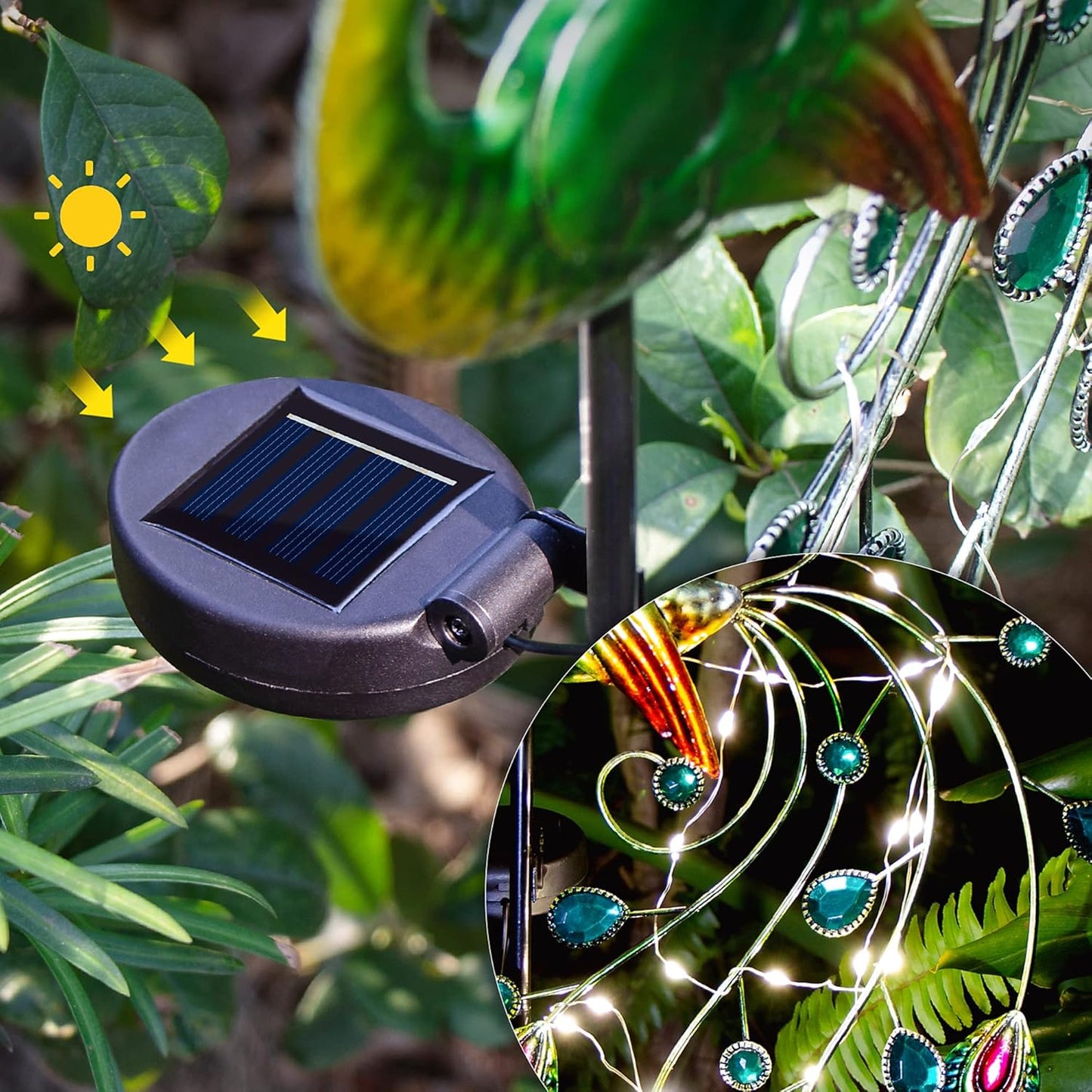 Glintoper Solar Garden Lights, 39 Inch Height Outdoor Metal Peacock De