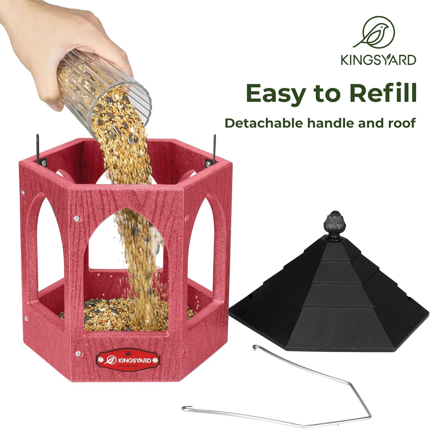 Kingsyard Platform Bird Feeder for Outdoor Hanging - Gazebo Style Recy