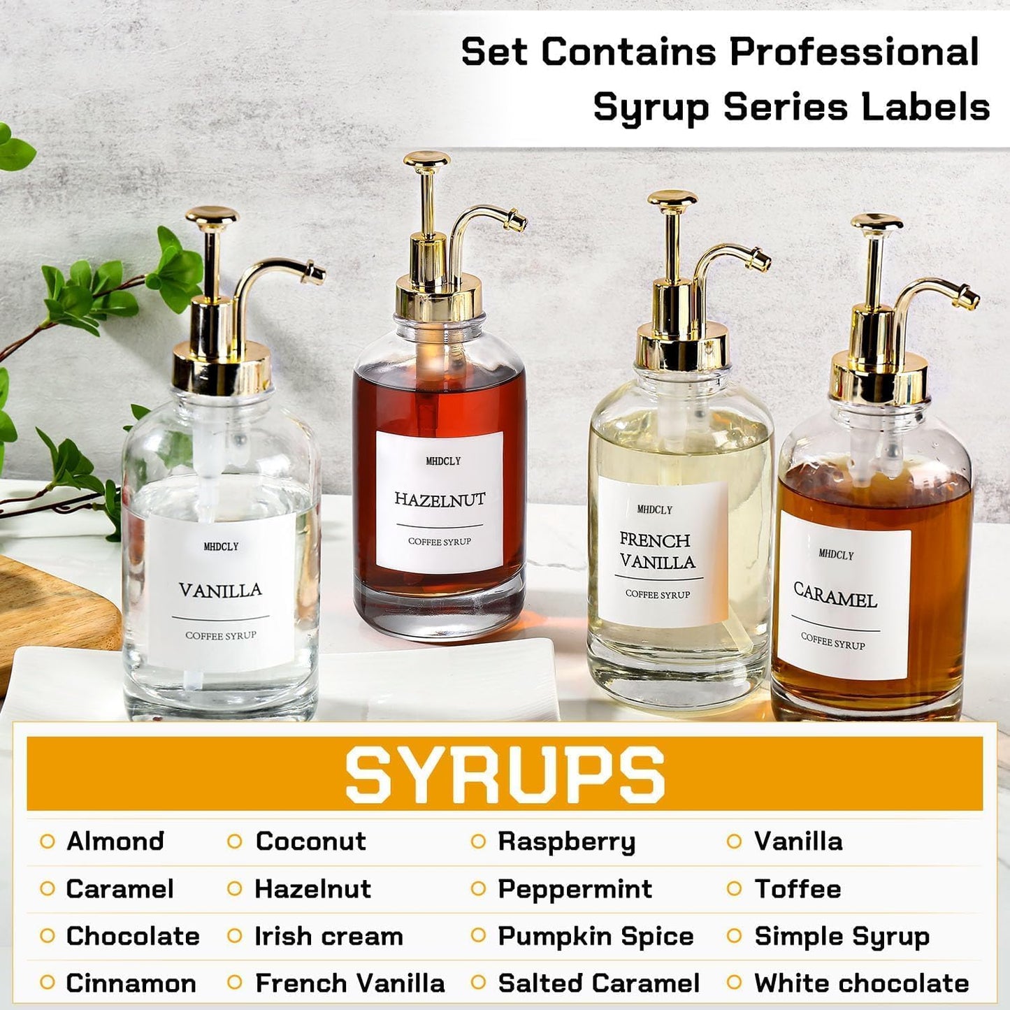 Coffee Bar Accessories, Coffee Syrup Dispenser - 4pack,16.9oz Syrup Di