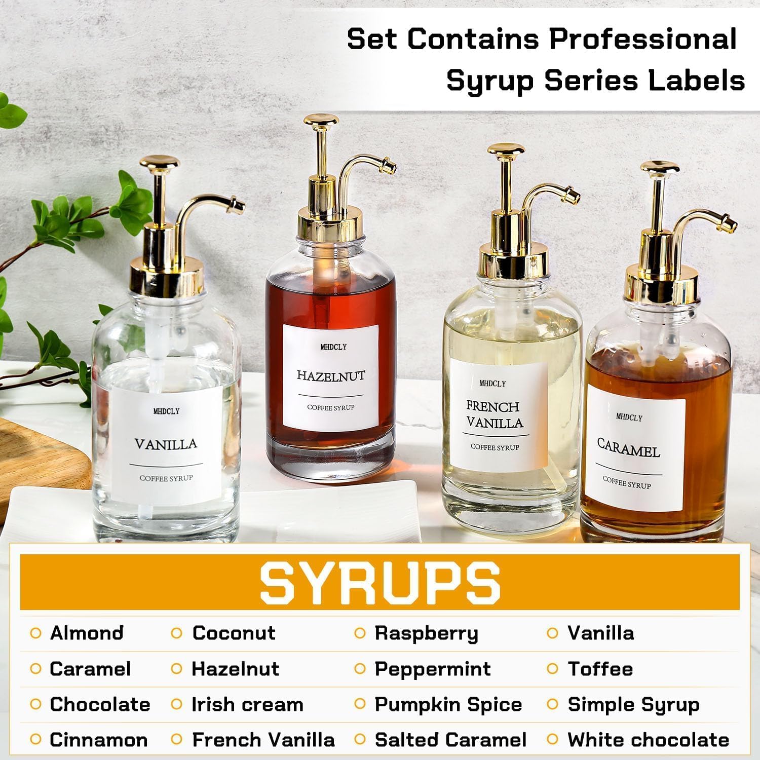 Coffee Bar Accessories, Coffee Syrup Dispenser - 4pack,16.9oz Syrup Di