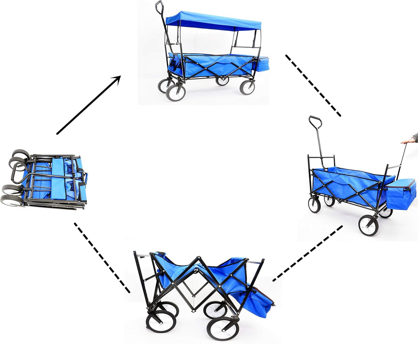 Garden Shopping Beach Cart Folding Wagon with Umbrella Accessories Pac
