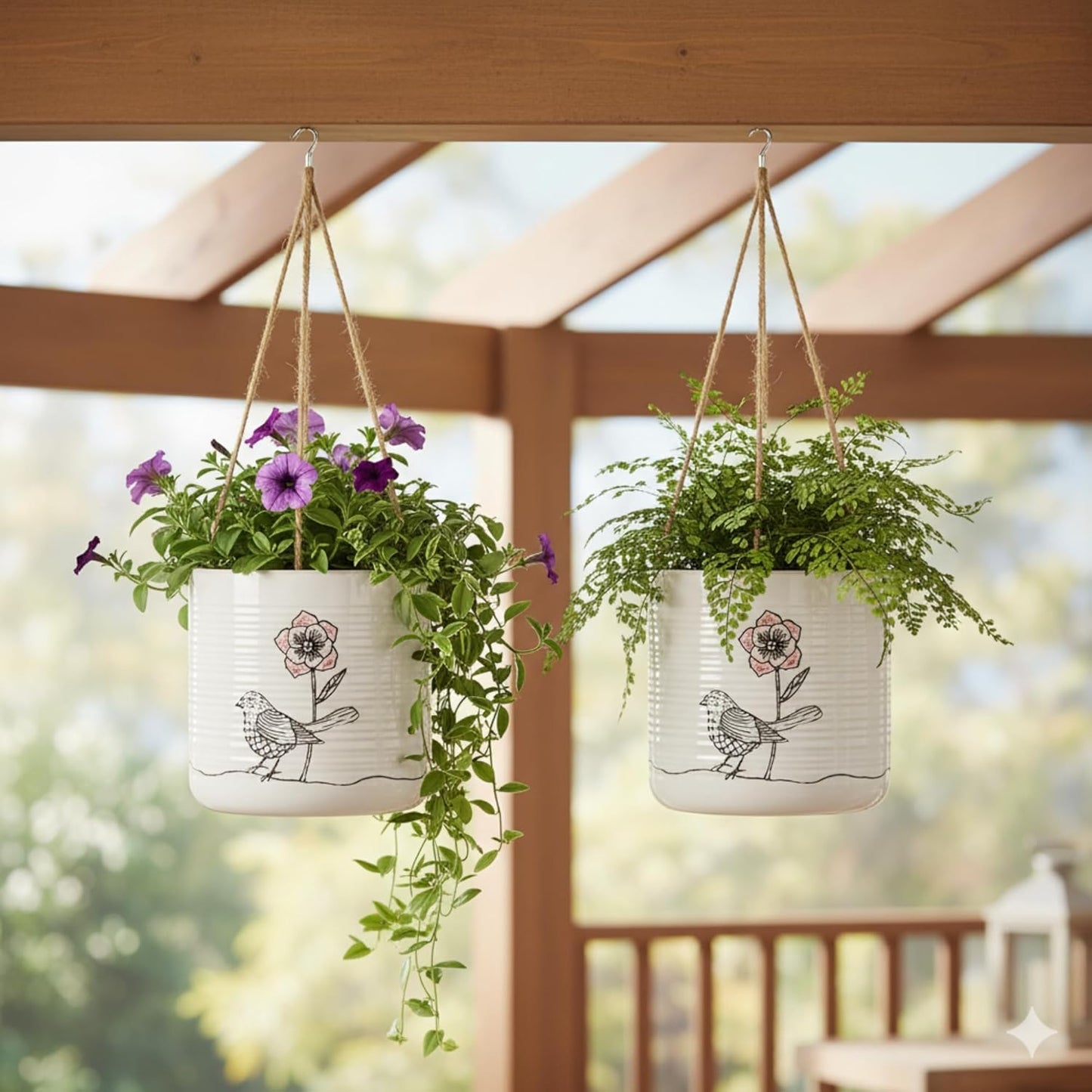 Blue Sky Ceramic Hanging Amarosa 5" Flower Pot, Multi Color
