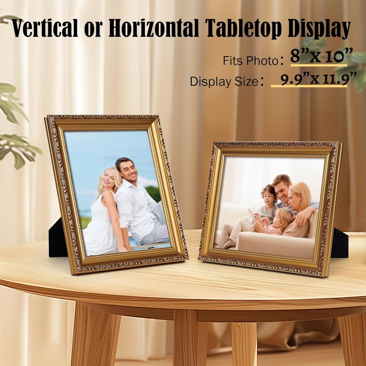 8×10 Picture Frame Gold - Picture Frames for Wall Hanging And Tabletop Display, Ornate Photo Frame for Poster,Vintage Frames,with Durable Plexiglass