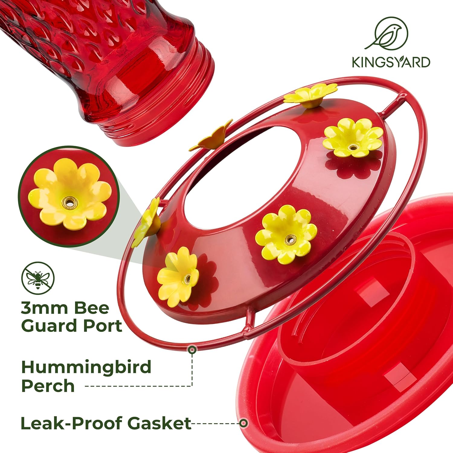 Kingsyard 2 Pack Glass Hummingbird Feeders for Outdoors Hanging, Wild 