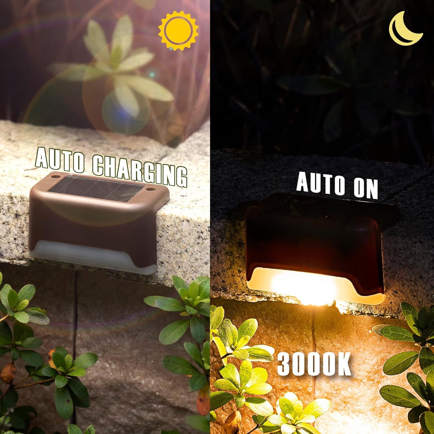 GIGALUMI Led Solar Deck Lights, 16 Pack Waterproof for Outdoor Stairs,