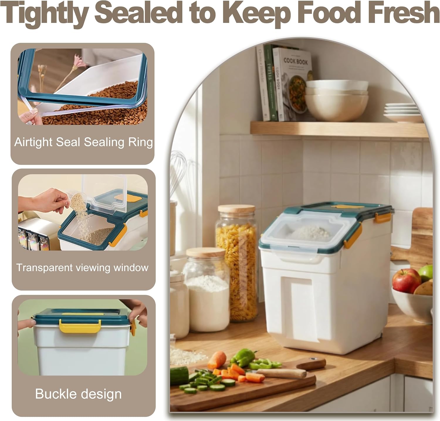 RUIAN 2Pcs Large Flour Storage Container Bin 50Lb Airtight Rice Storag