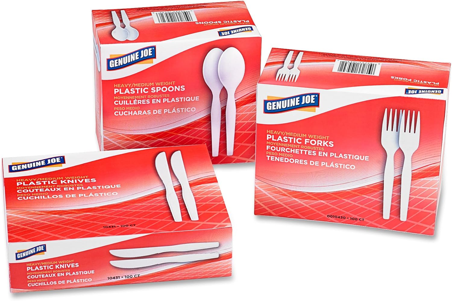 Genuine Joe Heavy/Medium Weight Plastic Spoon, White, 100 Count