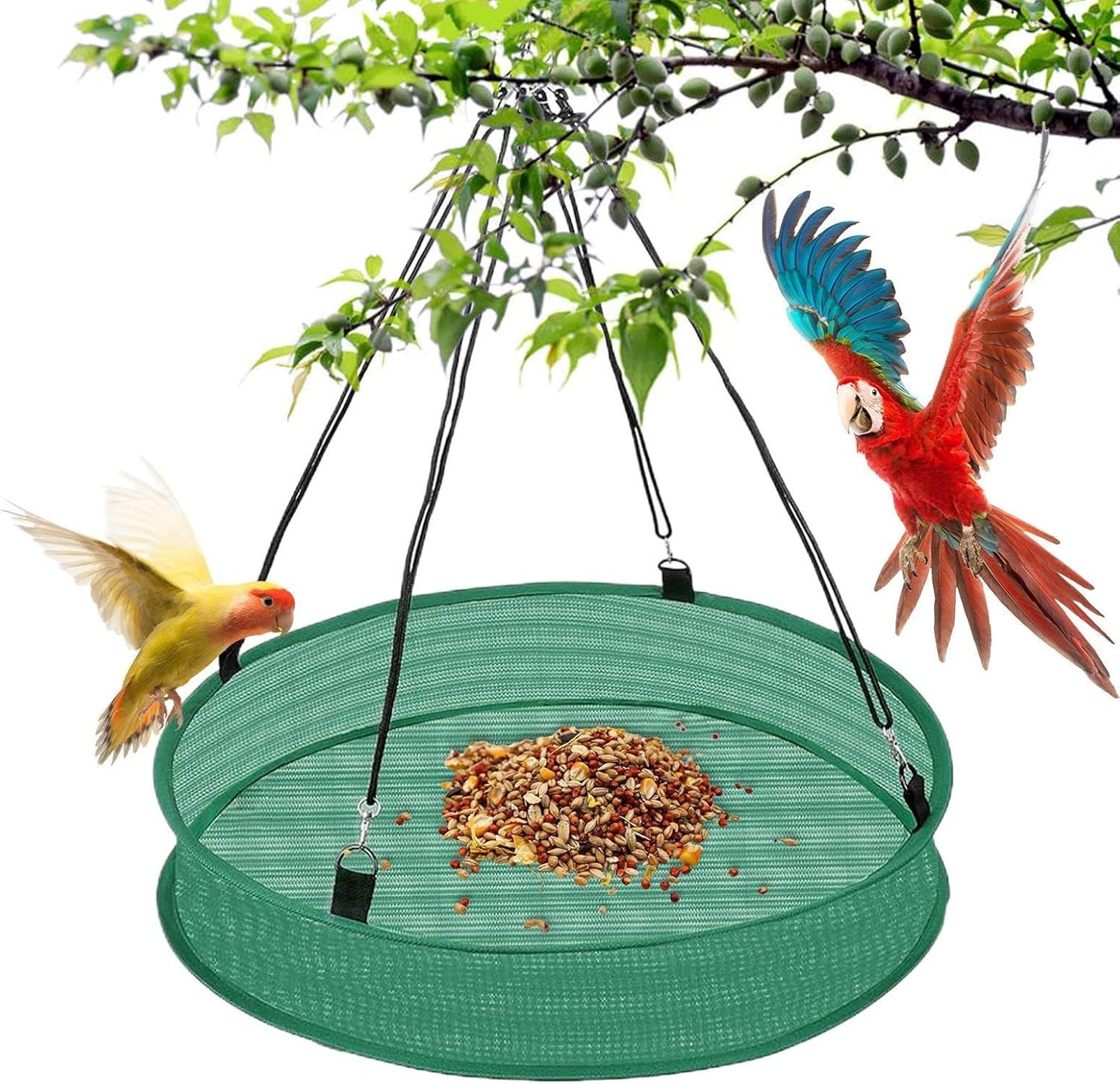 Bird Feeders Outdoors, Hummingbird Feeder Tray for Birds, Medium Weatherproof Feeding Device, Metal Material Catcher Tray with Drain Holes, Bird Feeder Accessory for Sparrows Finches Chickadees