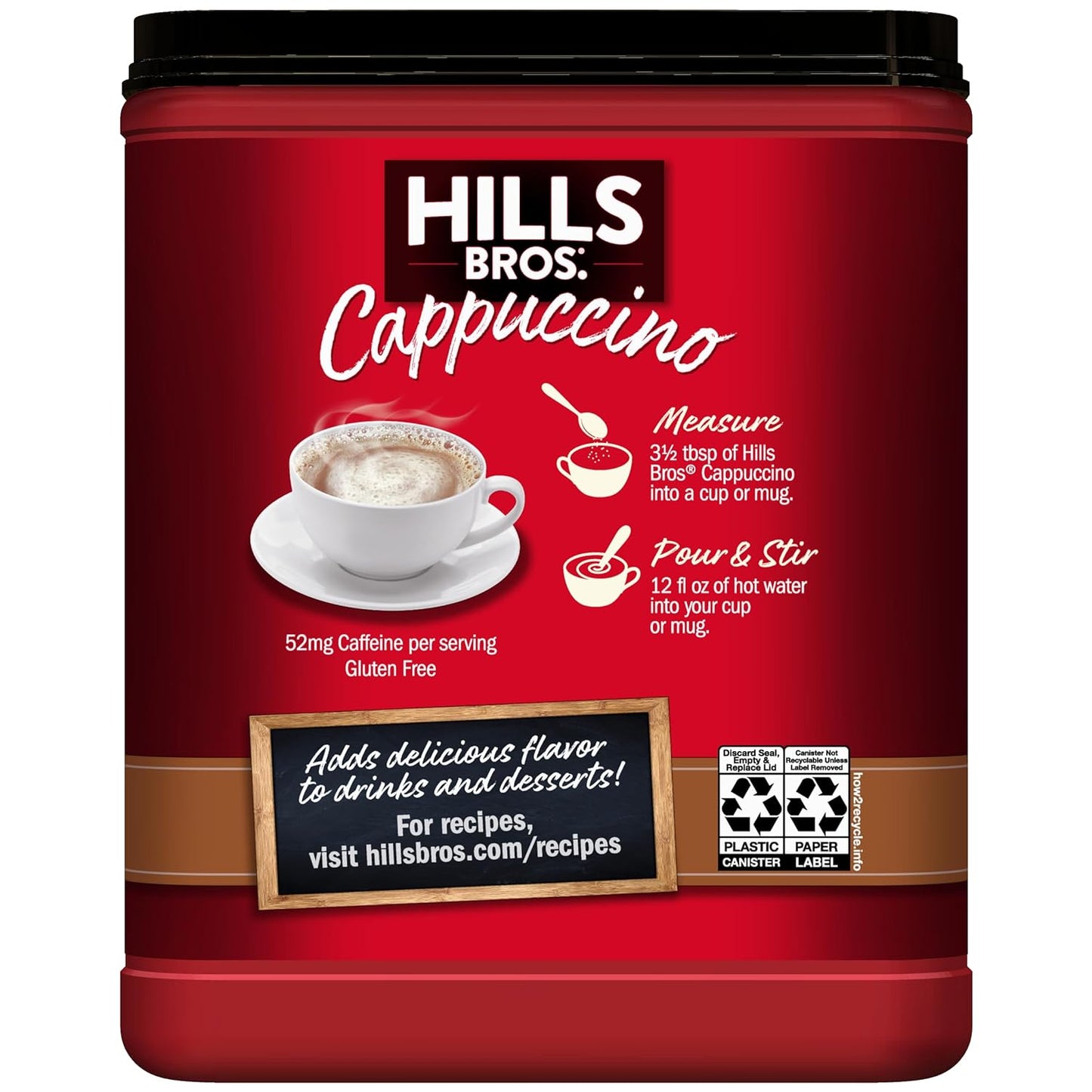 Hills Bros. Cappuccino Mix–Rich, Frothy Coffeehouse-Tasting Instant Drink Mix–Quick and Easy Preparation–Perfect for Hot & Iced Drinks & Creaming Coffee – English Toffee, 1 Pack of 16oz