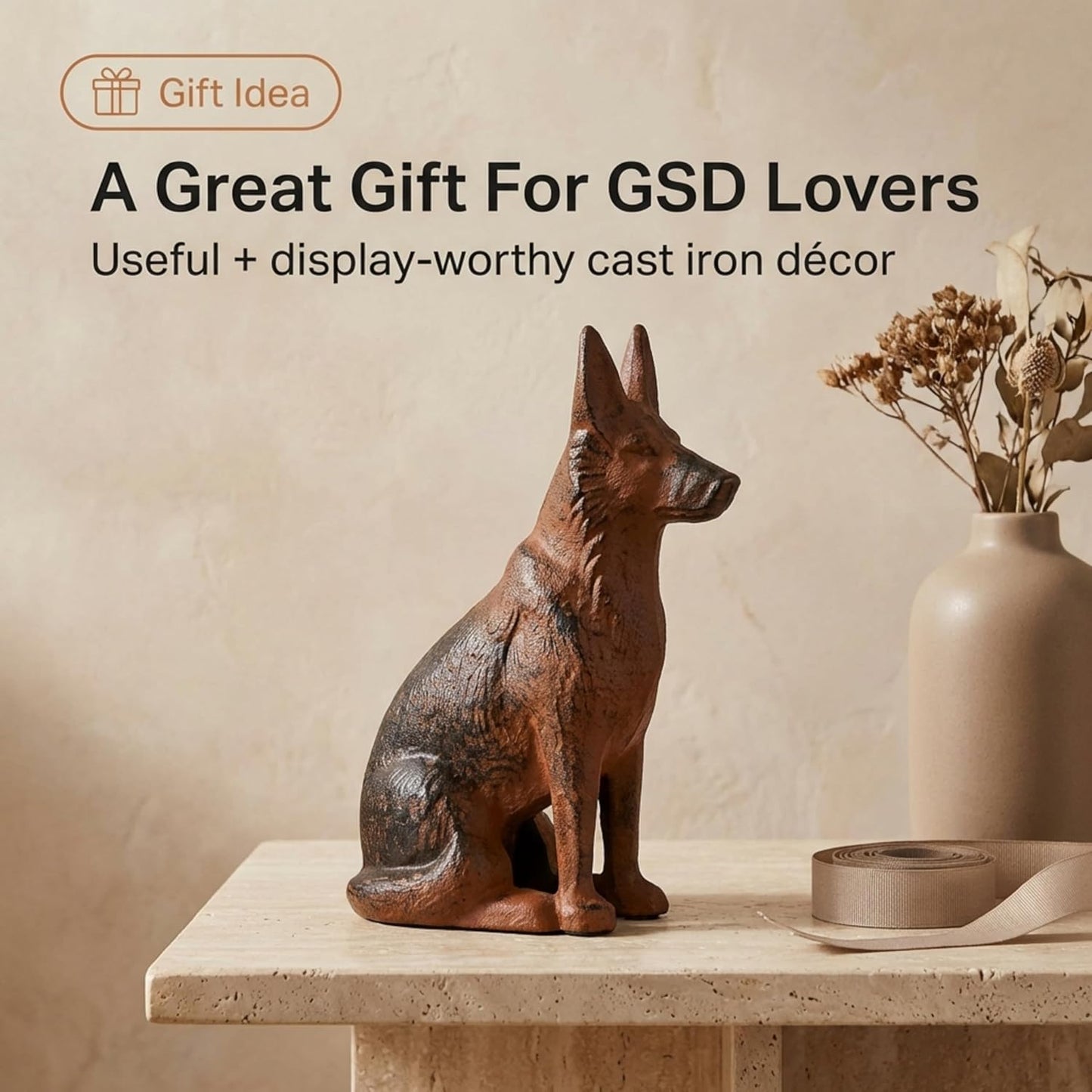 Lulu Decor, Cast Iron Dog Statue Dog Stopper, Weighs 4.2 lbs (German S