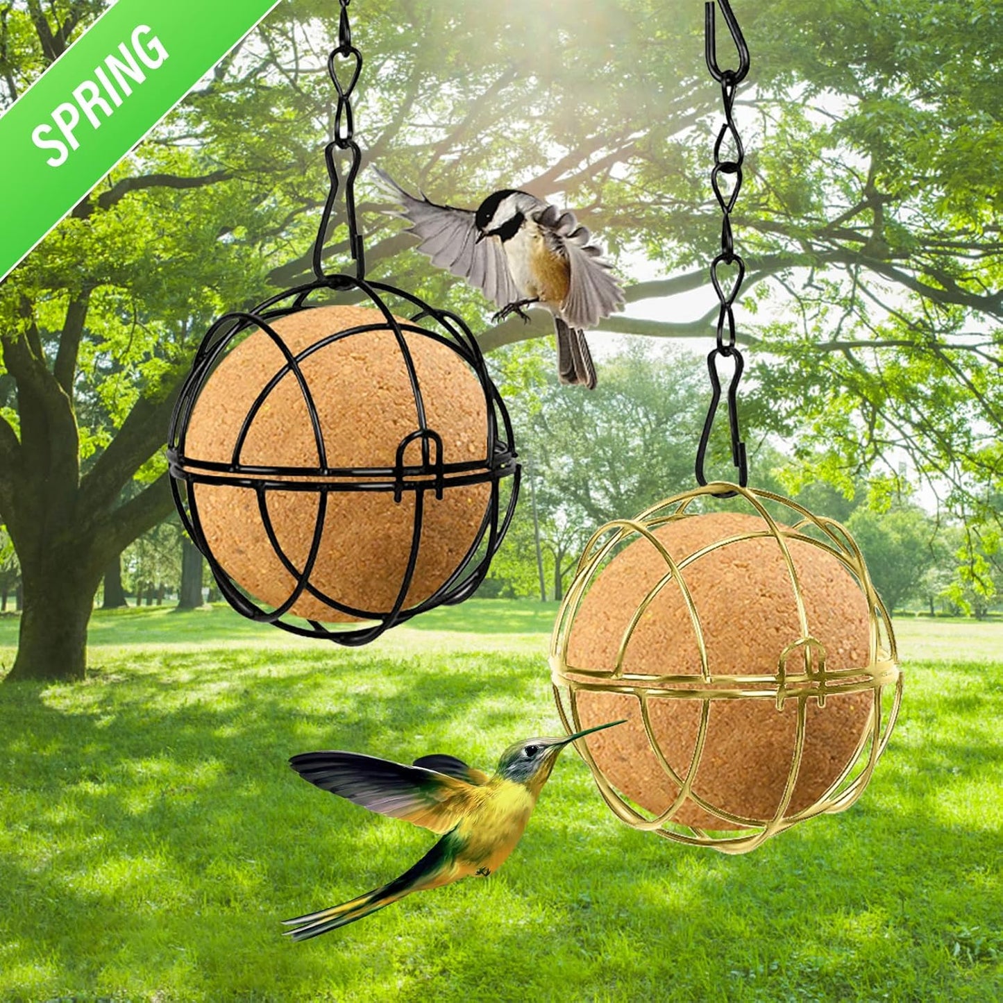 Bird Suet Ball Feeders, 6pcs Metal Hanging Bird Feeder with Hooks, Bal