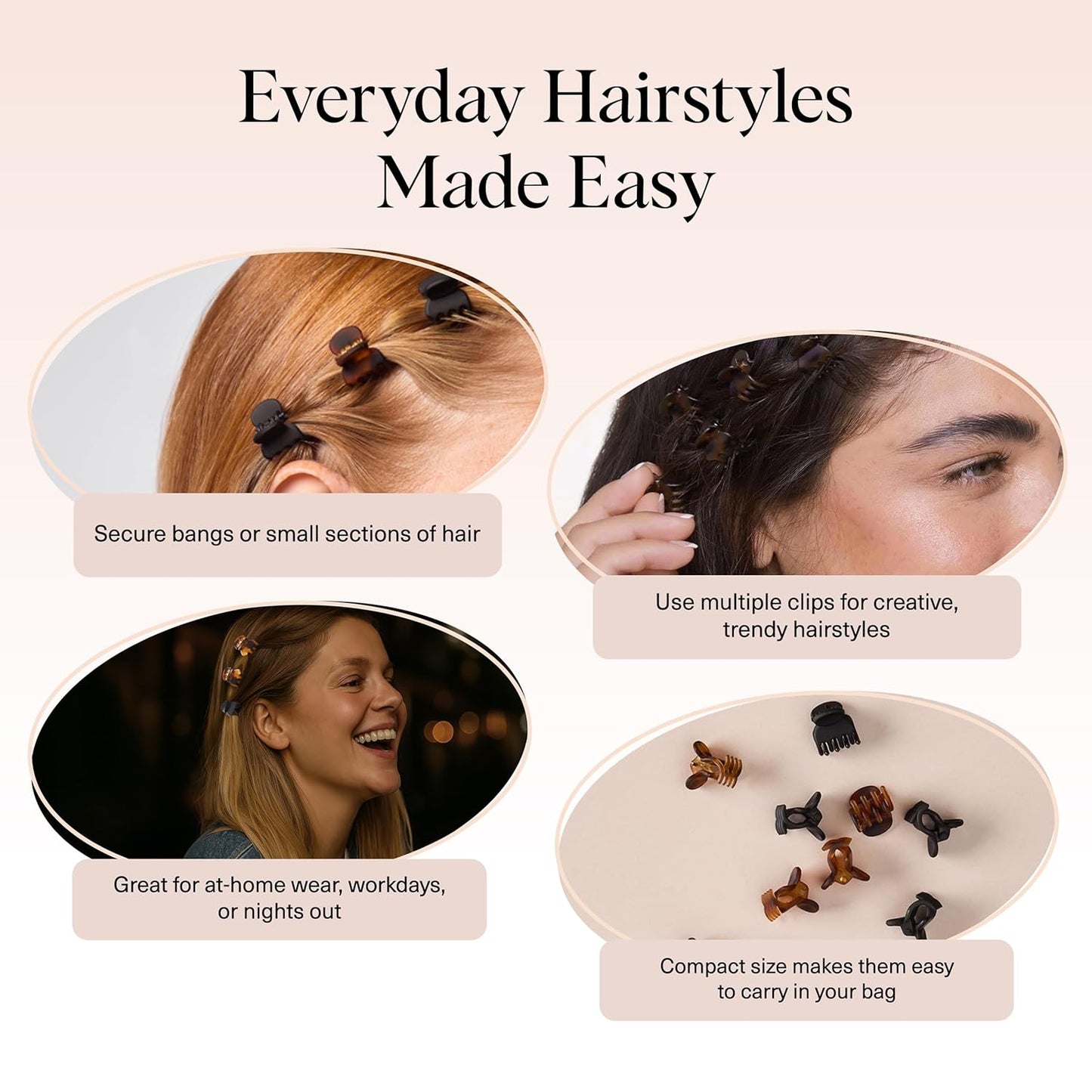 Kitsch Mini Claw Clips for Women - Stylish Small Hair Clips for Kids |
