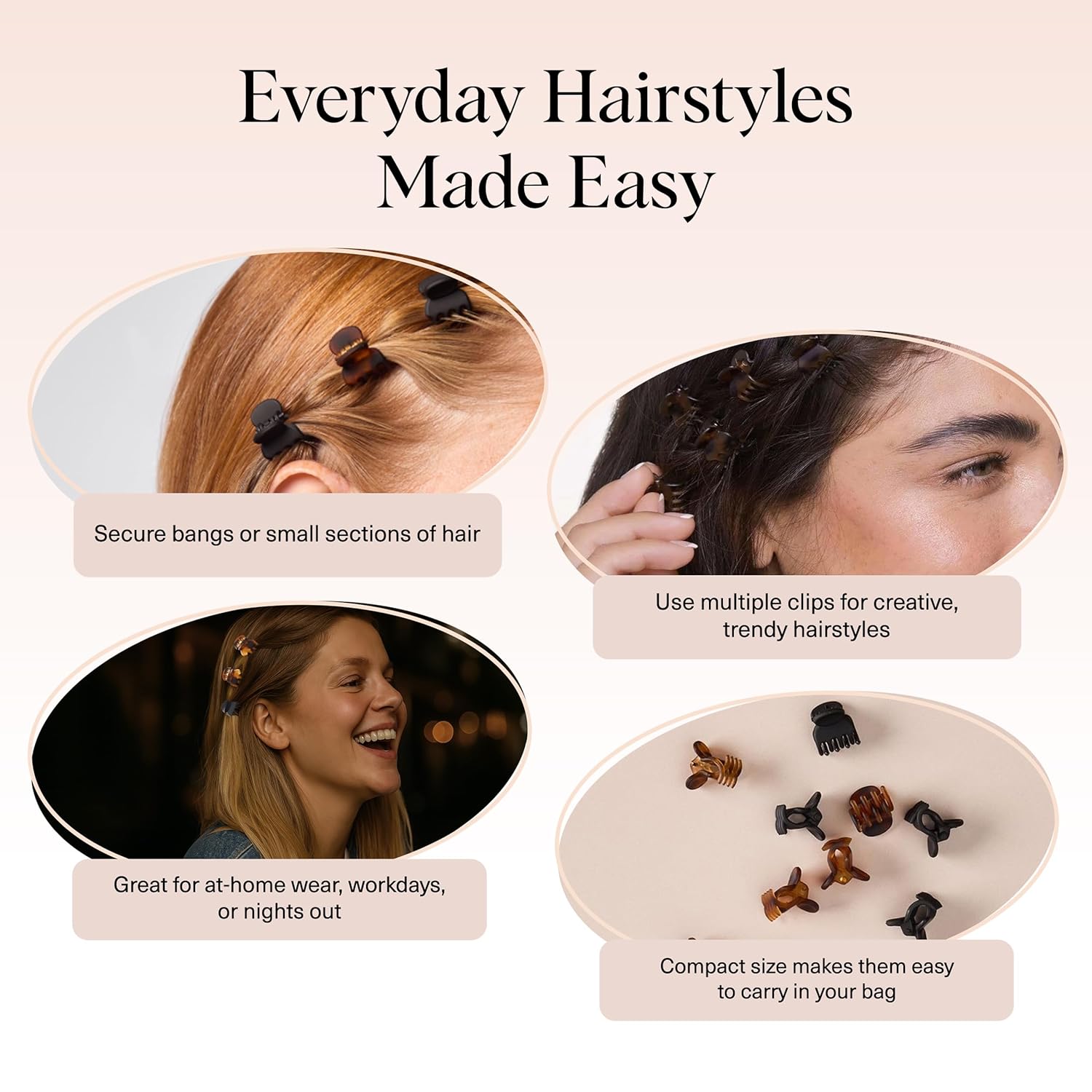 Kitsch Mini Claw Clips for Women - Stylish Small Hair Clips for Kids |