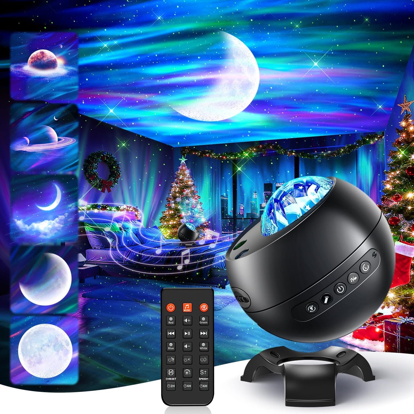 Northern Lights Projector Galaxy Projector for Bedroom, Birthday Gifts for Him 300+Colors Modes Aurora Light,15White Noise&Bluetooth Star Projector Galaxy Lights, Remote Ambient,Gifts for Boy