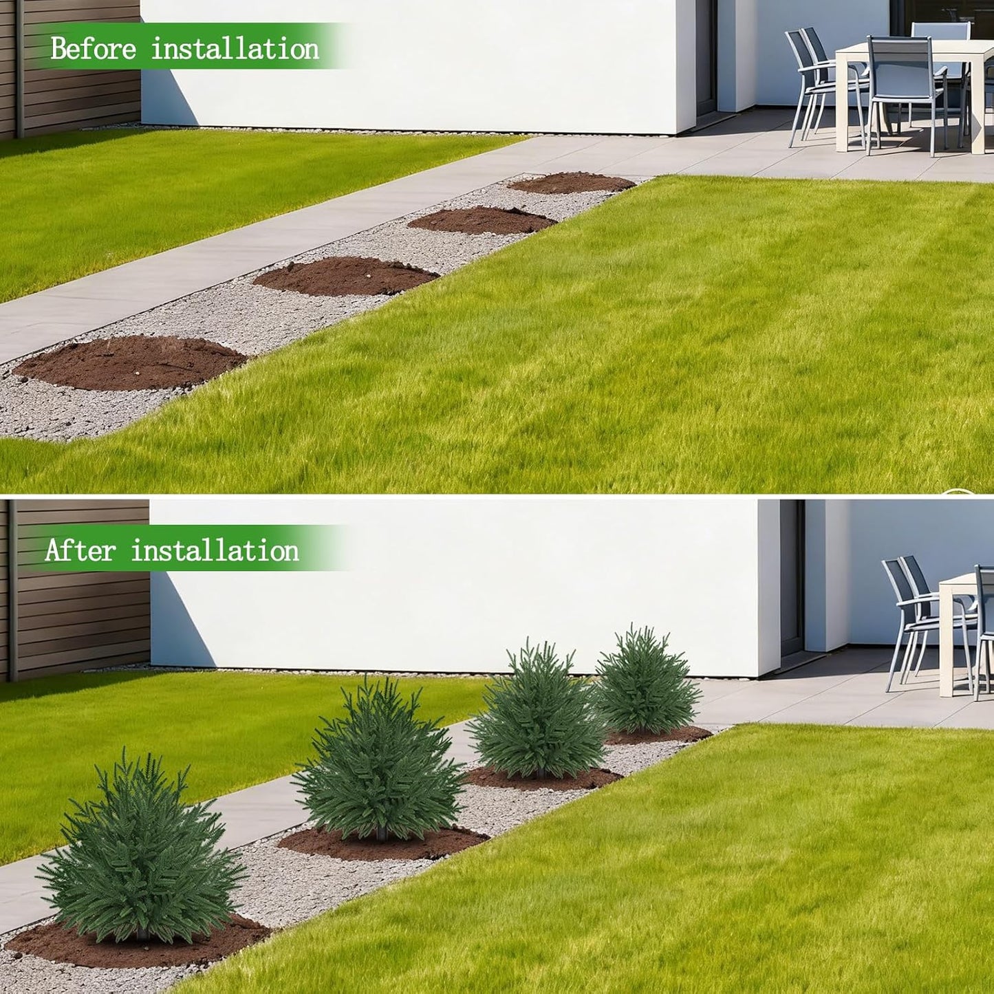 24" Artificial Topiary Trees with Ground Spike, Set of 2 Real Touch Norfolk Pine Topiary, UV Resistant Shrubs Plants Fake Cedar Tree Bushes for Outdoor Front Porch Garden Décor
