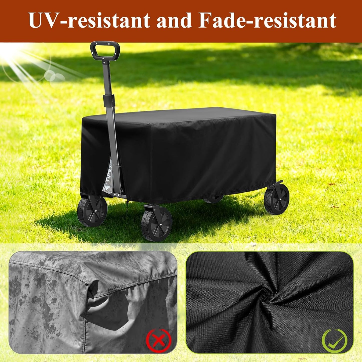 TheElves Collapsible Wagon Cover, Outdoor Folding Garden Cart Covers Heavy Duty, Waterproof Windproof Dustproof UV-Resistant Cover for Beach Sport and Camping Wagons - 48 x 24 x 20 inch