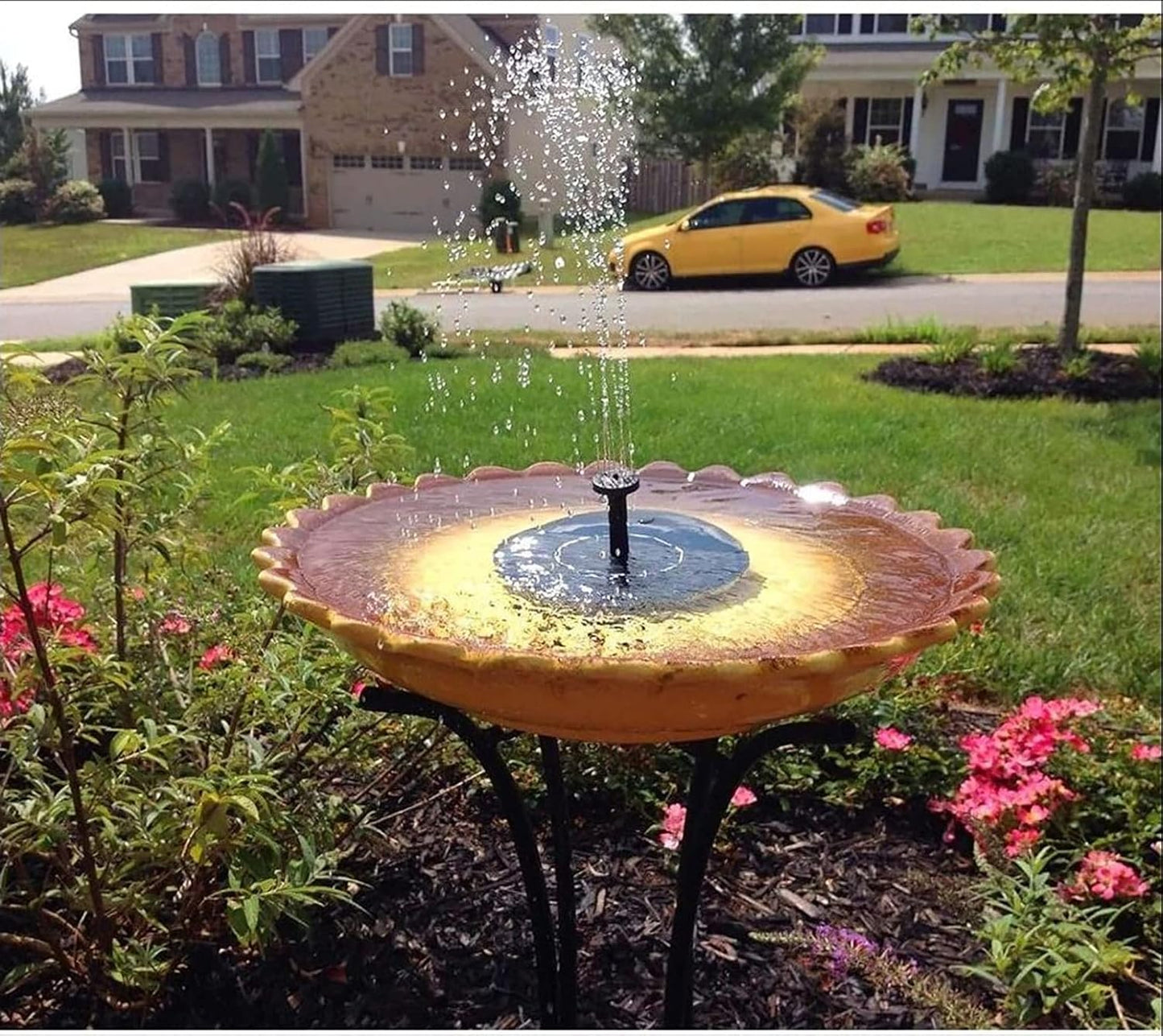 Garden Solar Fountain Pump 2.4W Bird Bath Floating Fountain Free Standing Solar Pond Pump with LED Lights and 4 Nozzles Solar Water Fountain Kit for Pond Pool Outdoor Garden-2.4w 18cm(7inch)