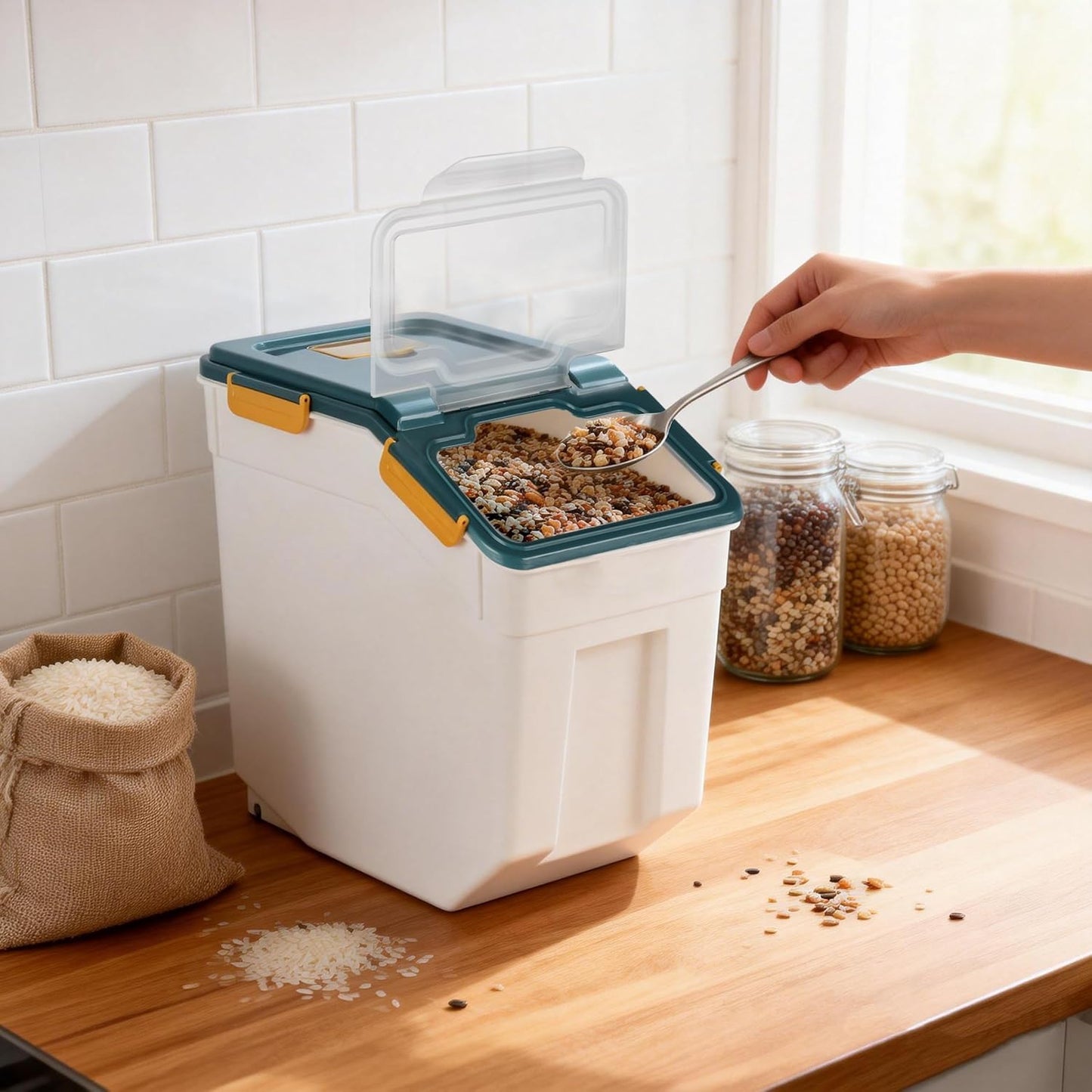 RUIAN 2Pcs Large Flour Storage Container Bin 50Lb Airtight Rice Storag