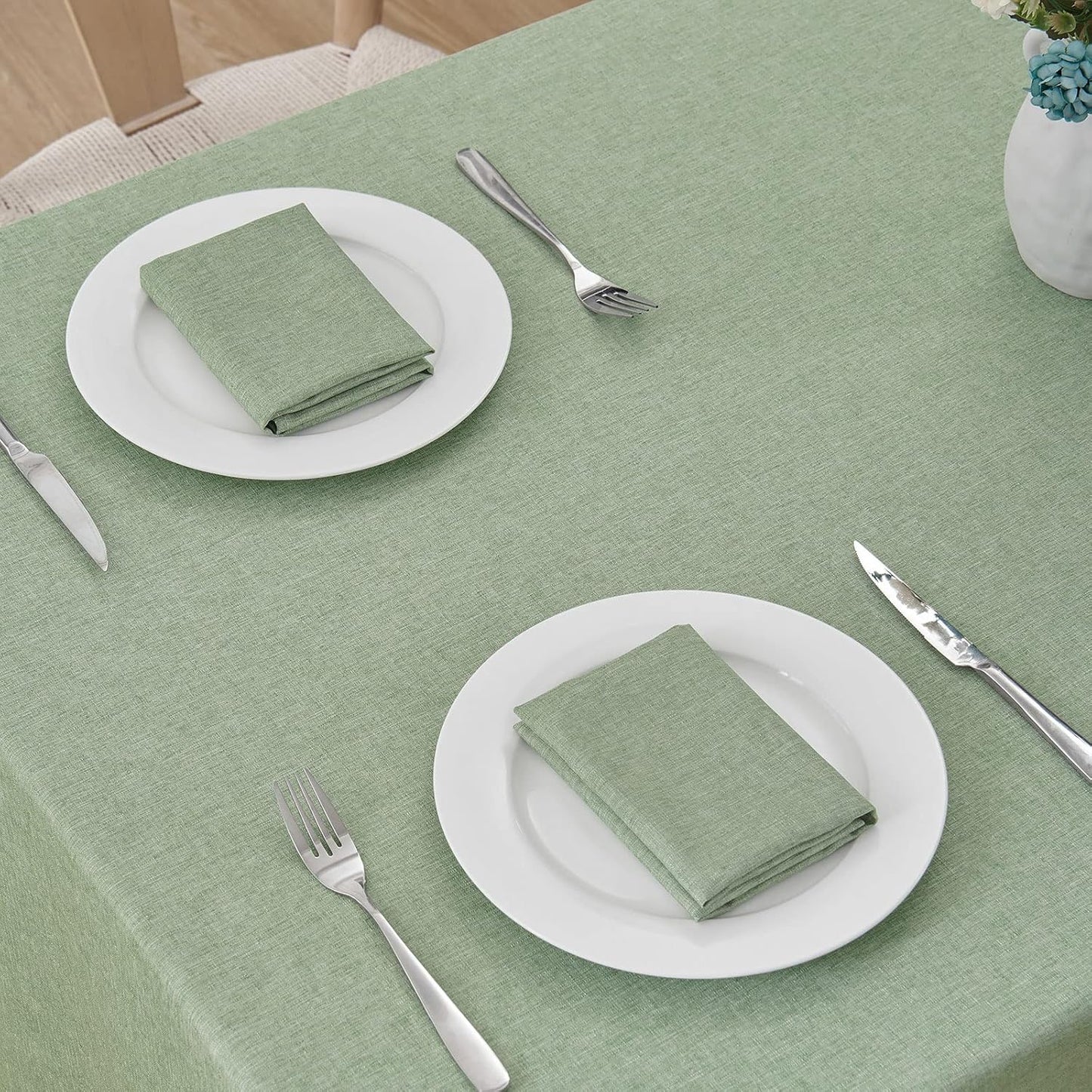 Rectangle Tablecloth Waterproof Linen Textured Table Cloth Stain and Wrinkle Resistant Washable, Decorative Fabric Table Cover for Dining, Party and Camping (Sage Green, 52 * 70)