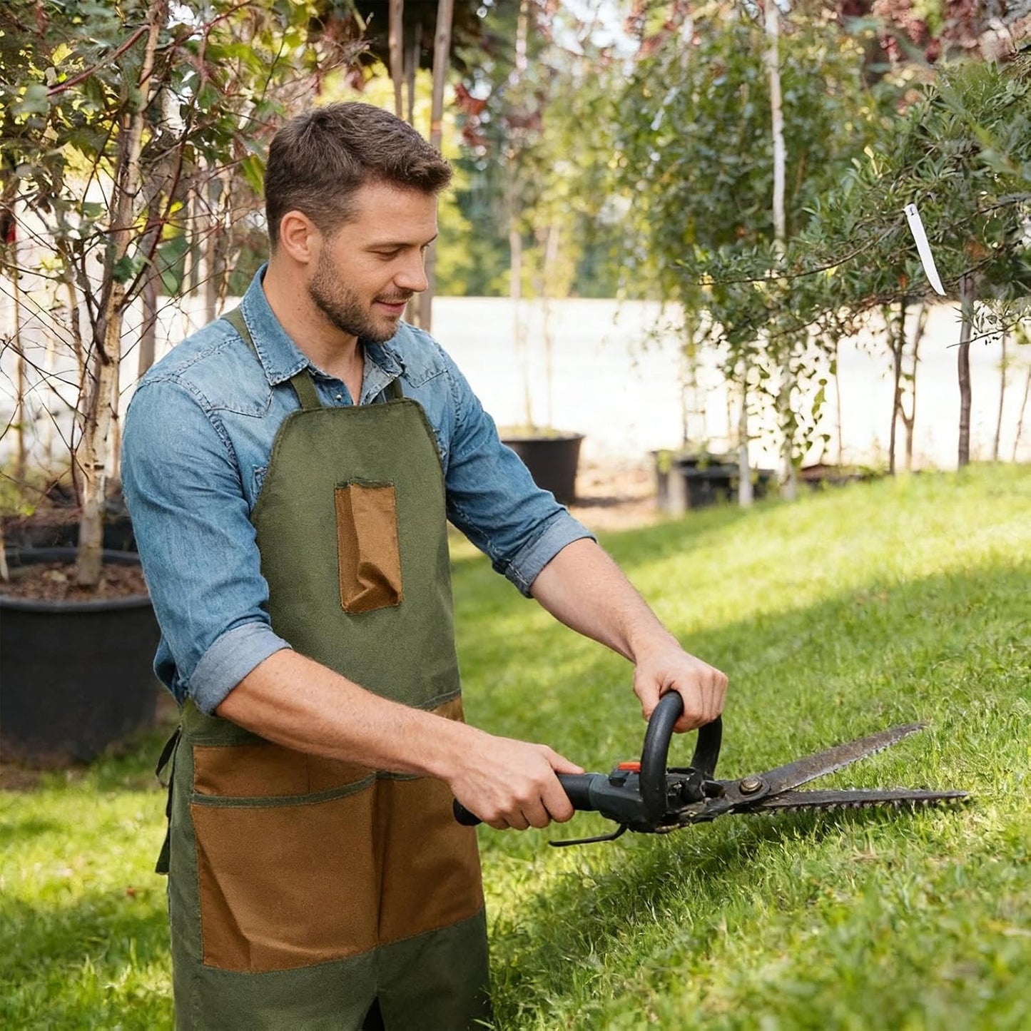 Adjustable Work Gardening Apron, Waterproof Lightweight Tool Apron, Practical Outdoor Gardening Accessory with Storage