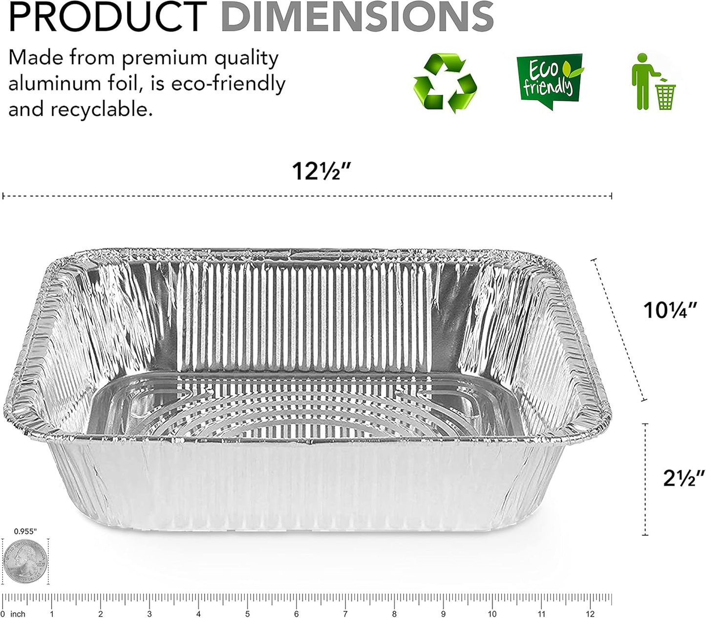 Stock Your Home Aluminum Pans 9x13 Disposable Foil Pans (30 Pack) - Half Size Steam Table Deep Trays - Tin Foil Pans Great for Cooking, Heating, Storing, Prepping Food