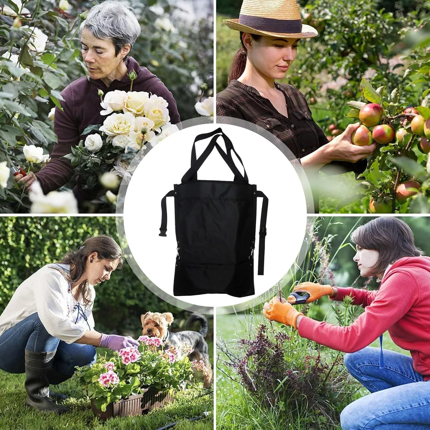 Harvest Bag,Waterproof Tool Bag,Adjustable Garden Harvest Apron with Pockets - for Foraging Orchard Farm Nut Gathering Garden Picnic Outdoor Collecting
