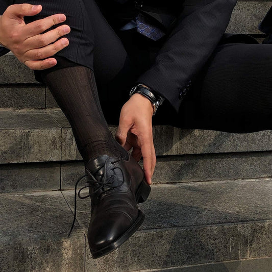Uaussi 10 Pairs Mens Ultra Thin Dress Socks Silk Sheer Business Socks 
