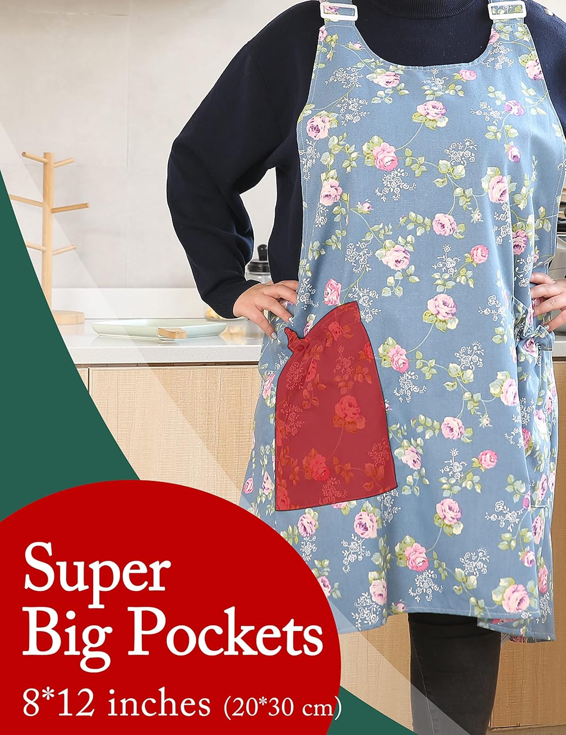 Big Plus Size Aprons for Women with Pockets Cotton Linen Baking Kitche