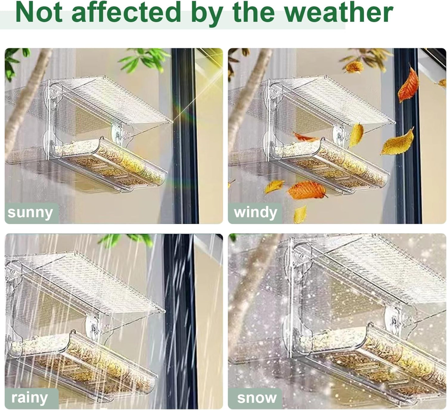 Window Bird Feeders with Strong Suction Cups 480ml Window Bird Feeder with Removable Feeding Trays and Water Compartment Bird Feeder with Drainage Holes for Clear Window View