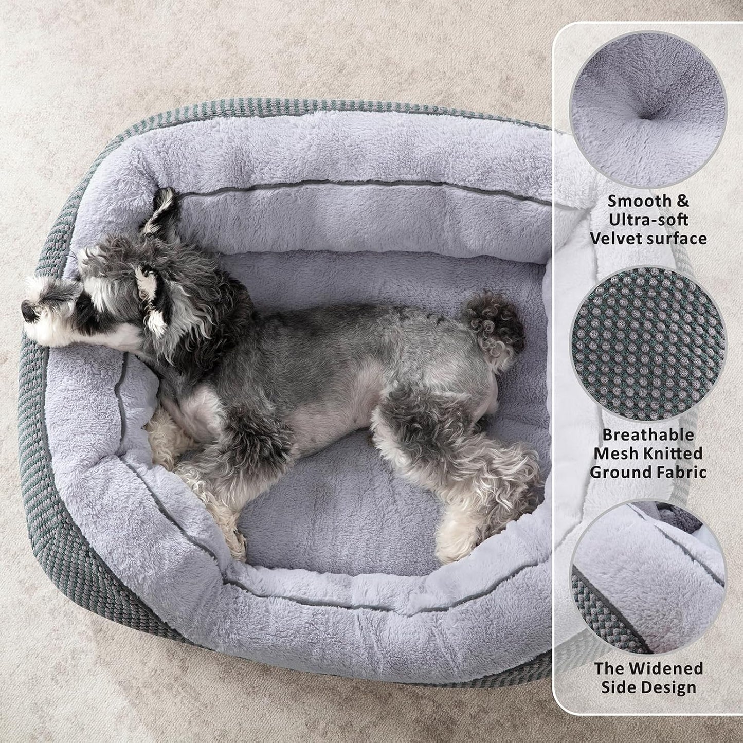 INVENHO Medium Dog Beds for Medium Dogs Washable, Rectangle Dog Bed Me