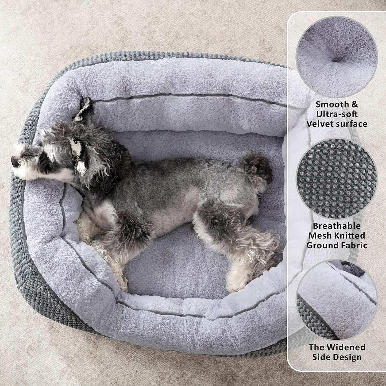 INVENHO Medium Dog Beds for Medium Dogs Washable, Rectangle Dog Bed Me