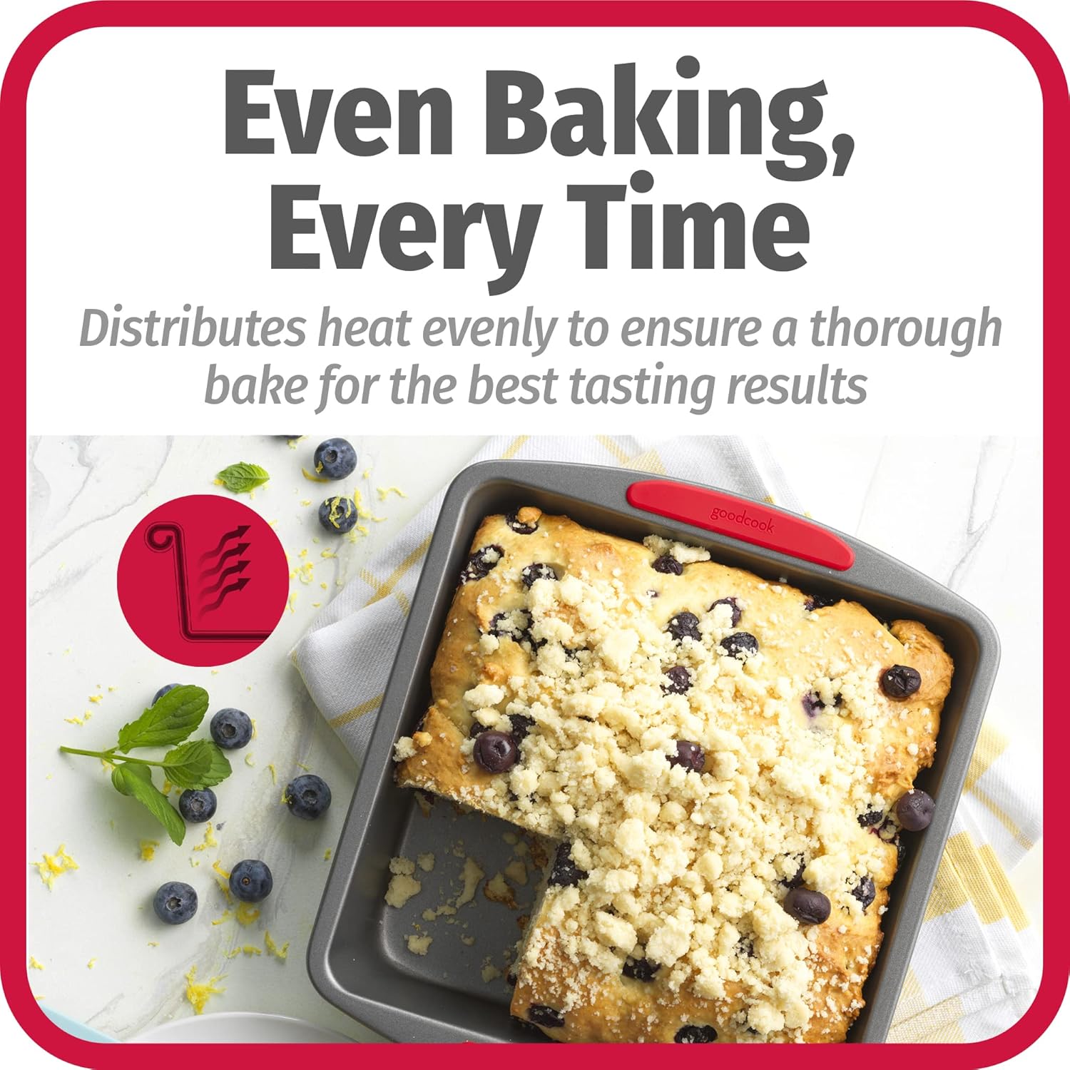 GoodCook MegaGrip Baking Pan with Silicone Grip Handles Square Non-Sti