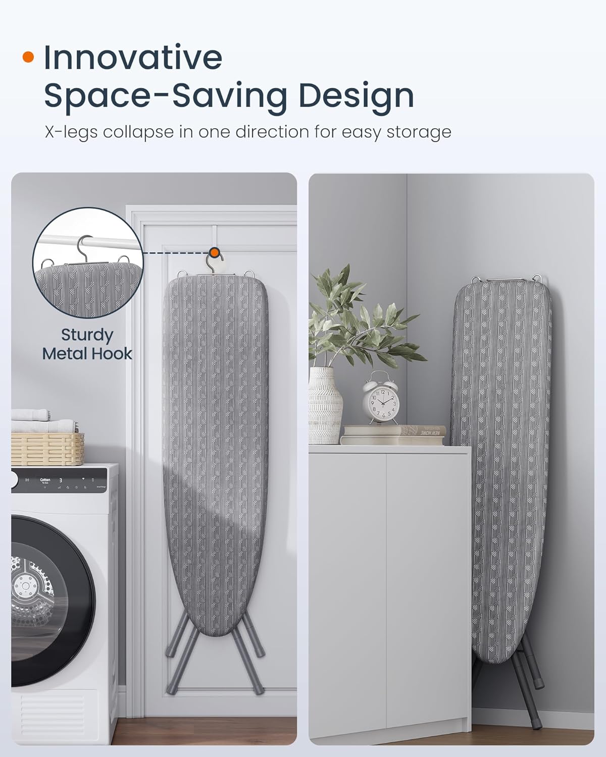 SONGMICS Ironing Board, Foldable Iron Board, Height Adjustable up to 3