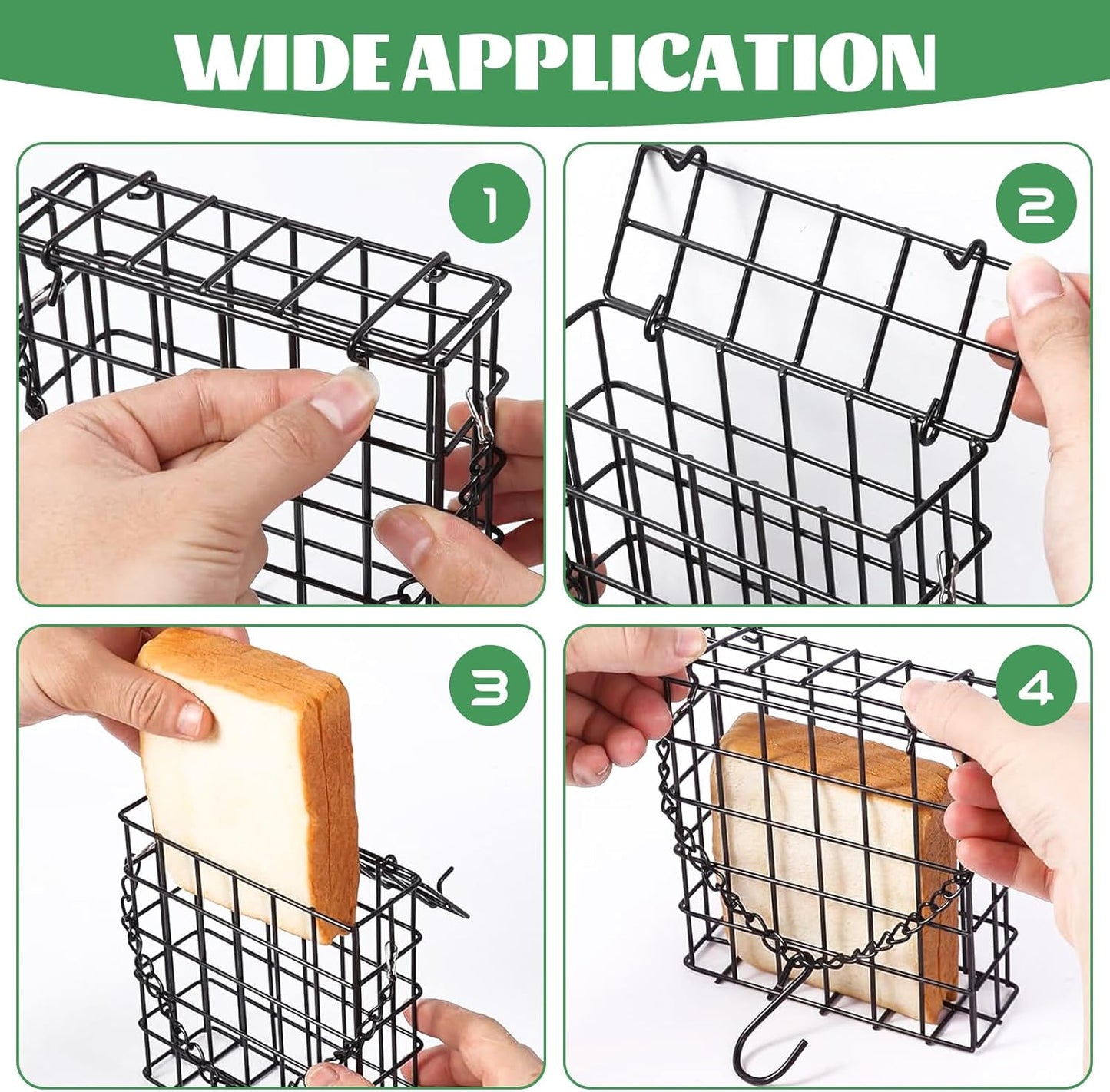 4 Pack Suet Bird Feeders Outdoor Suet Cake Feeder Garden Cages for Outside Hanging Metal Garden Yard Wildbird Woodpeckers Feeding(Black)